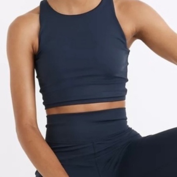 New Madewell MWL Form Racerback Crop Top Small Blue - Picture 1 of 7